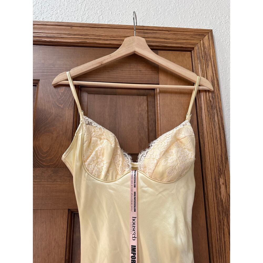 HOUSE OF CB Felicity Butter Yellow Satin Bias Cut Midi Dress Size Small - Picture 8 of 11